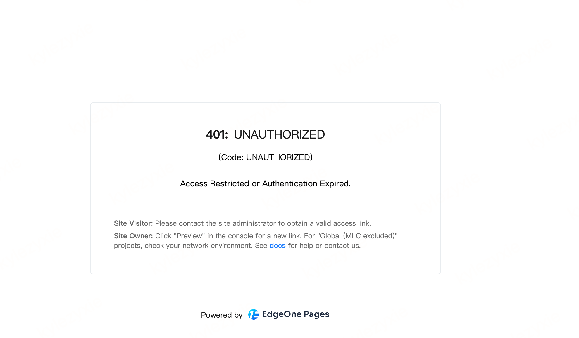 EdgeOne Pages 401 UNAUTHORIZED
